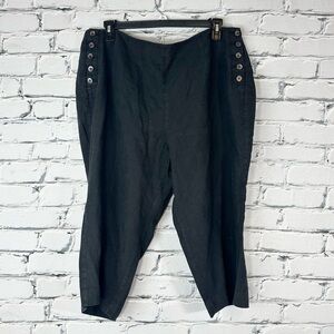 Talbots Women’s Chelsea Crop Linen Pull On Pants Black 20WP Lagenlook